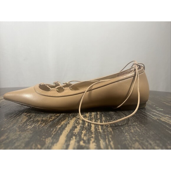 Michael Kors Ballet Flats Pointy Toe Nude Ankle Tie Lightly worn no box Size 7 - Picture 6 of 15